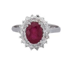 Bague Entourage en or blanc, rubis et diamants - Castafiore