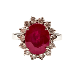 Bague Entourage en or blanc, rubis et diamants - Castafiore