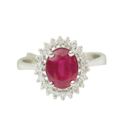 Bague Entourage en or blanc, rubis et diamants - Castafiore