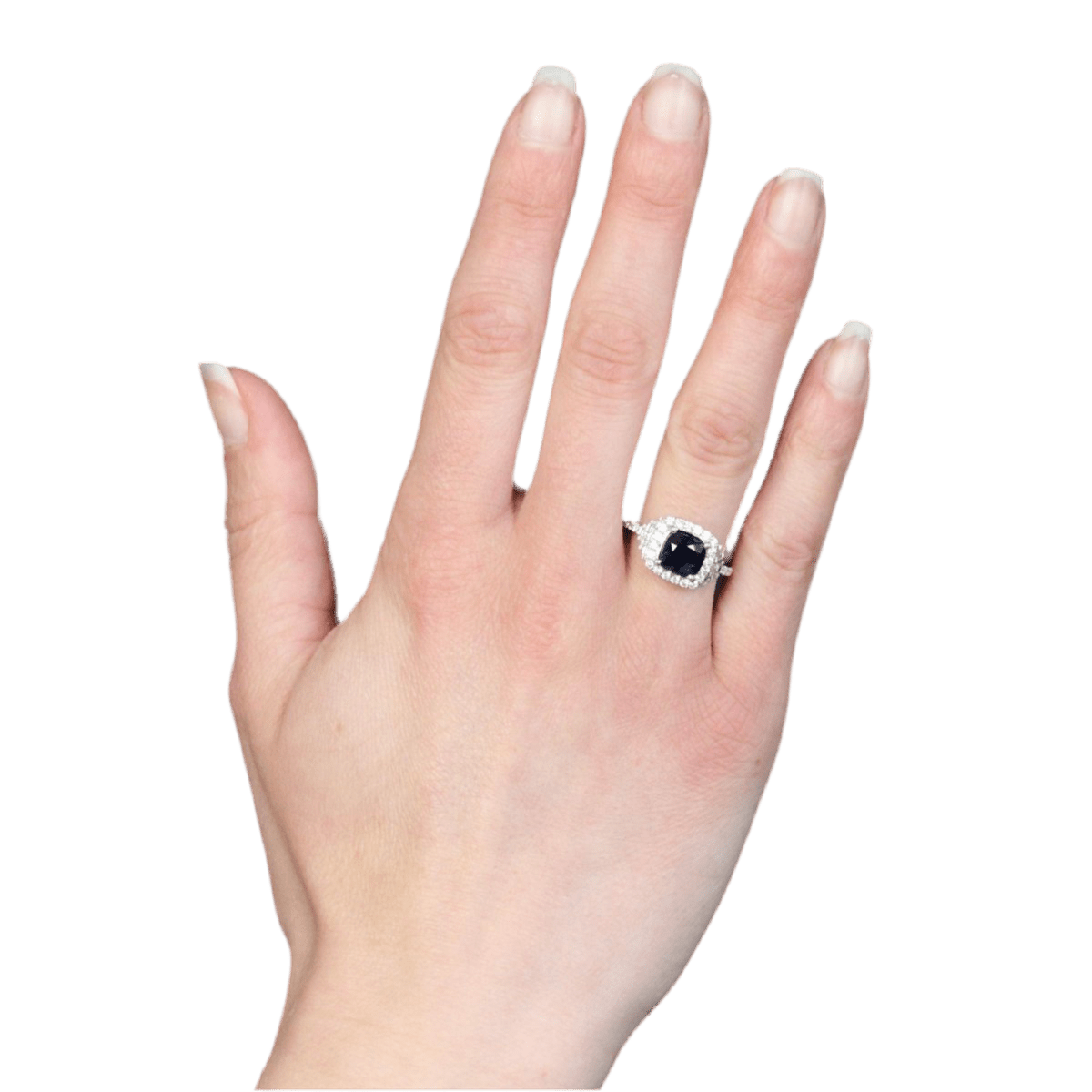 Bague Entourage en or blanc, saphir et diamants - Castafiore