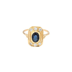 Bague Entourage en or blanc, saphir et diamants - Castafiore