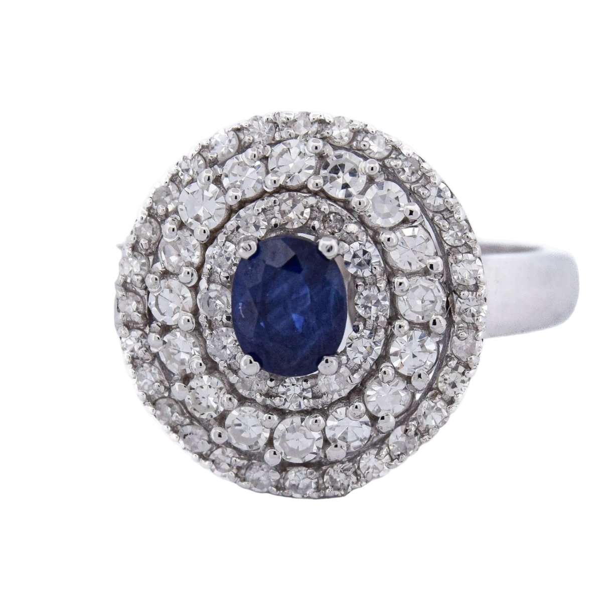 Bague Entourage en or blanc, saphir et diamants - Castafiore