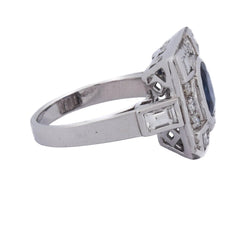 Bague Entourage en or blanc, saphir et diamants - Castafiore