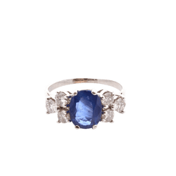 Bague Entourage en or blanc, saphir et diamants - Castafiore
