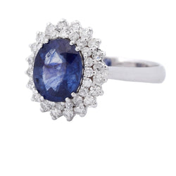 Bague Entourage en or blanc, saphir et diamants - Castafiore