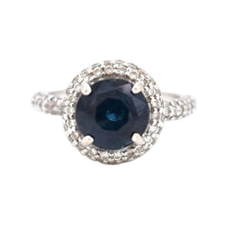 Bague Entourage en or blanc, saphir et diamants - Castafiore