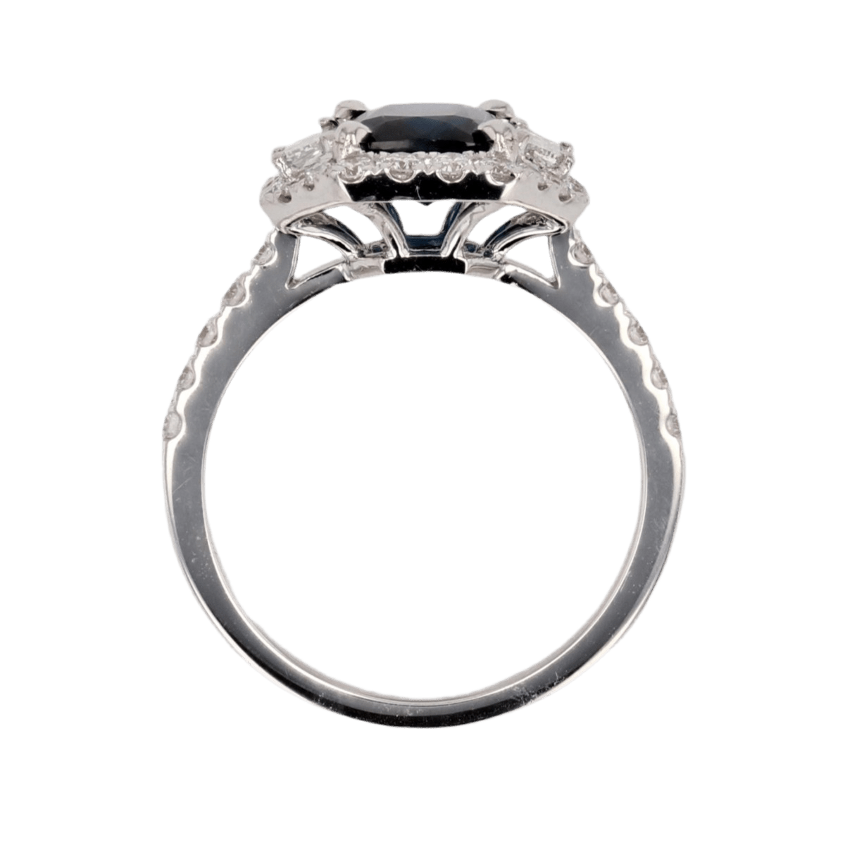 Bague Entourage en or blanc, saphir et diamants - Castafiore