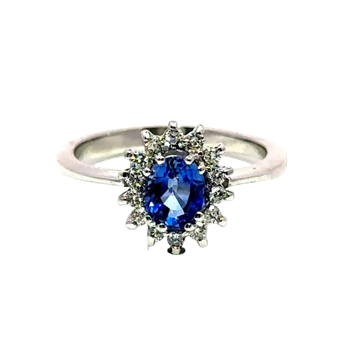 Bague Entourage en or blanc, saphir et diamants - Castafiore