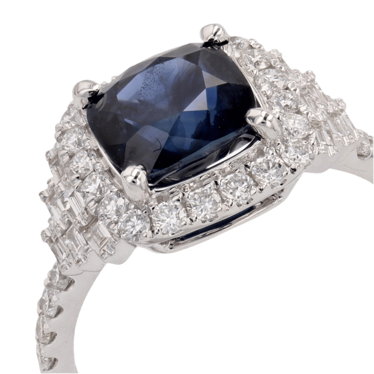 Bague Entourage en or blanc, saphir et diamants - Castafiore