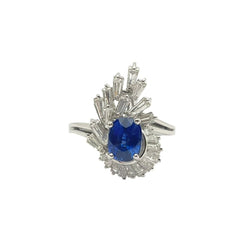 Bague Entourage en or blanc, saphir et diamants - Castafiore