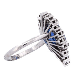 Bague Entourage en or blanc, saphir et diamants - Castafiore