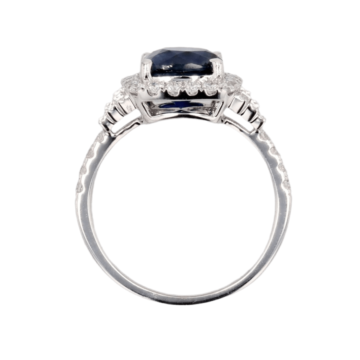 Bague Entourage en or blanc, saphir et diamants - Castafiore