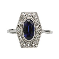 Bague Entourage en or blanc, saphir et diamants - Castafiore