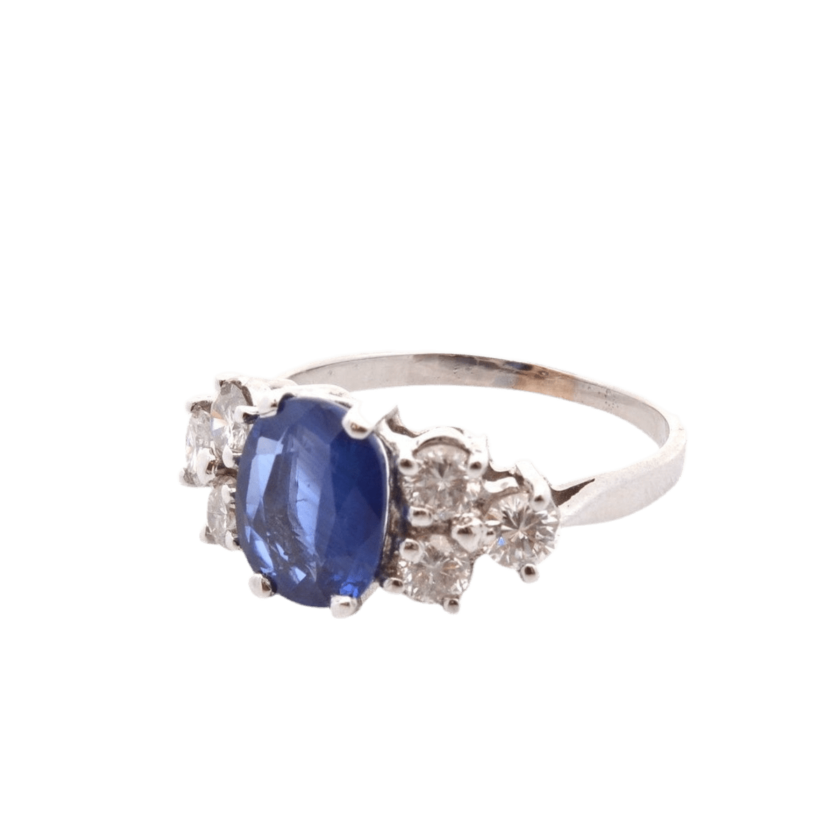 Bague Entourage en or blanc, saphir et diamants - Castafiore