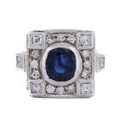 Bague Entourage en or blanc, saphir et diamants - Castafiore