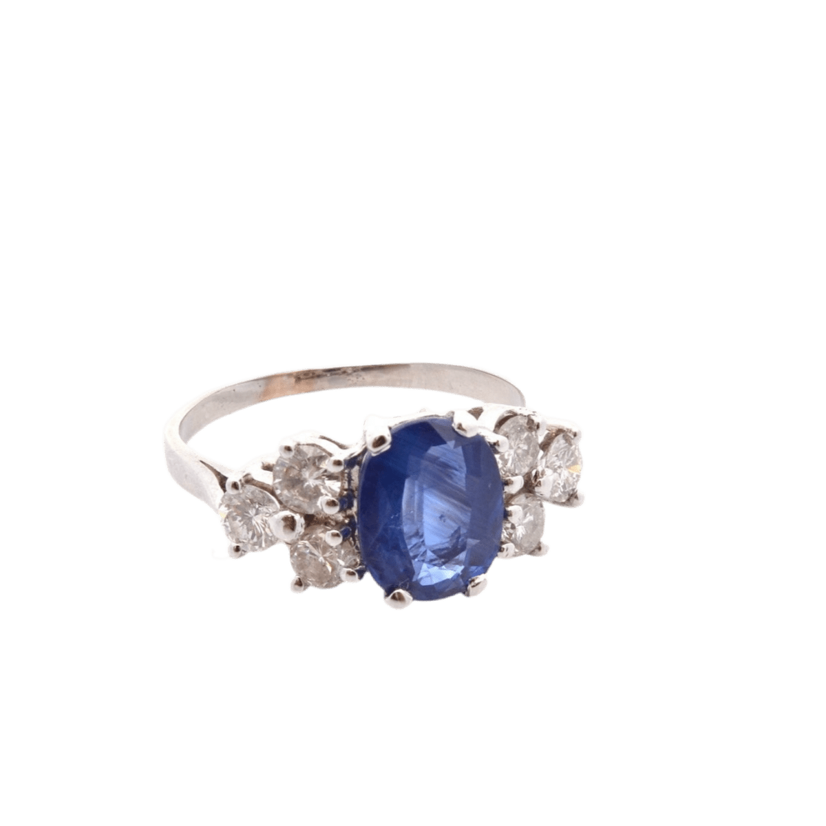 Bague Entourage en or blanc, saphir et diamants - Castafiore