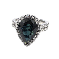 Bague Entourage en or blanc, saphir et diamants - Castafiore