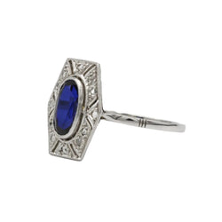 Bague Entourage en or blanc, saphir et diamants - Castafiore