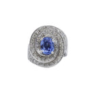 Bague entourage en or blanc, saphir et diamants - Castafiore