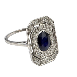 Bague Entourage en or blanc, saphir et diamants - Castafiore