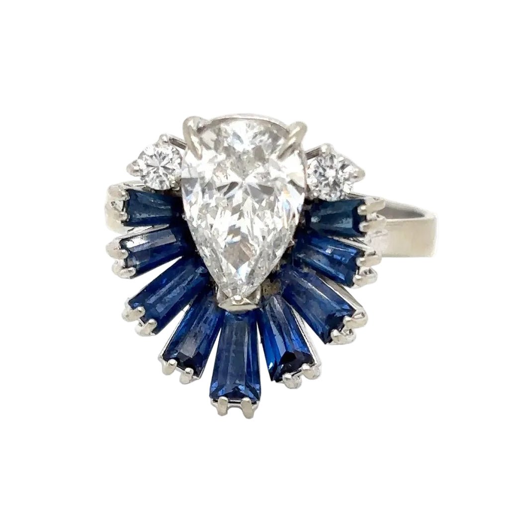 Bague Entourage en or blanc, saphirs et diamants - Castafiore