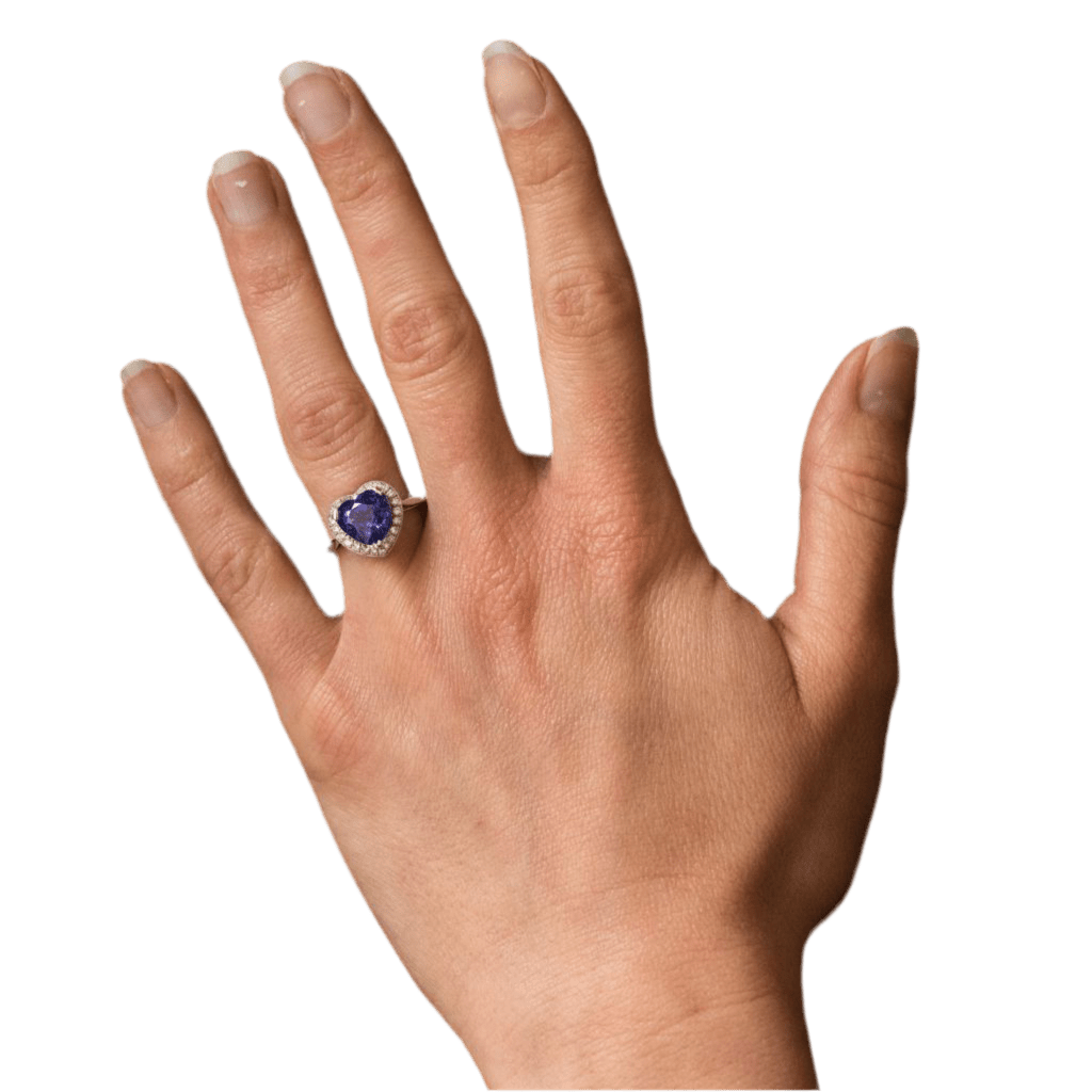 Bague Entourage en or blanc, tanzanite et diamants - Castafiore