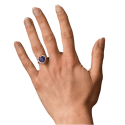 Bague Entourage en or blanc, tanzanite et diamants - Castafiore
