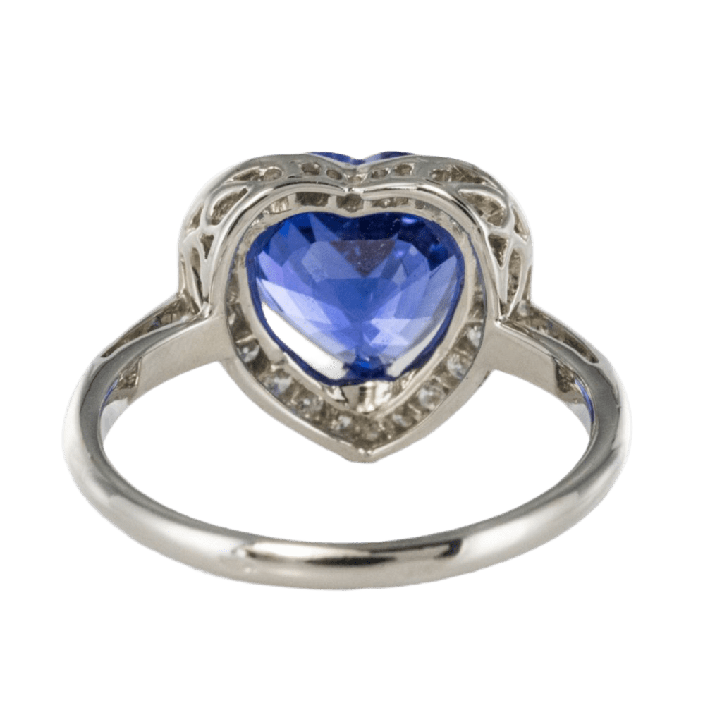 Bague Entourage en or blanc, tanzanite et diamants - Castafiore