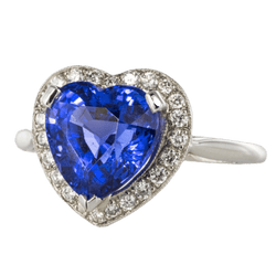 Bague Entourage en or blanc, tanzanite et diamants - Castafiore
