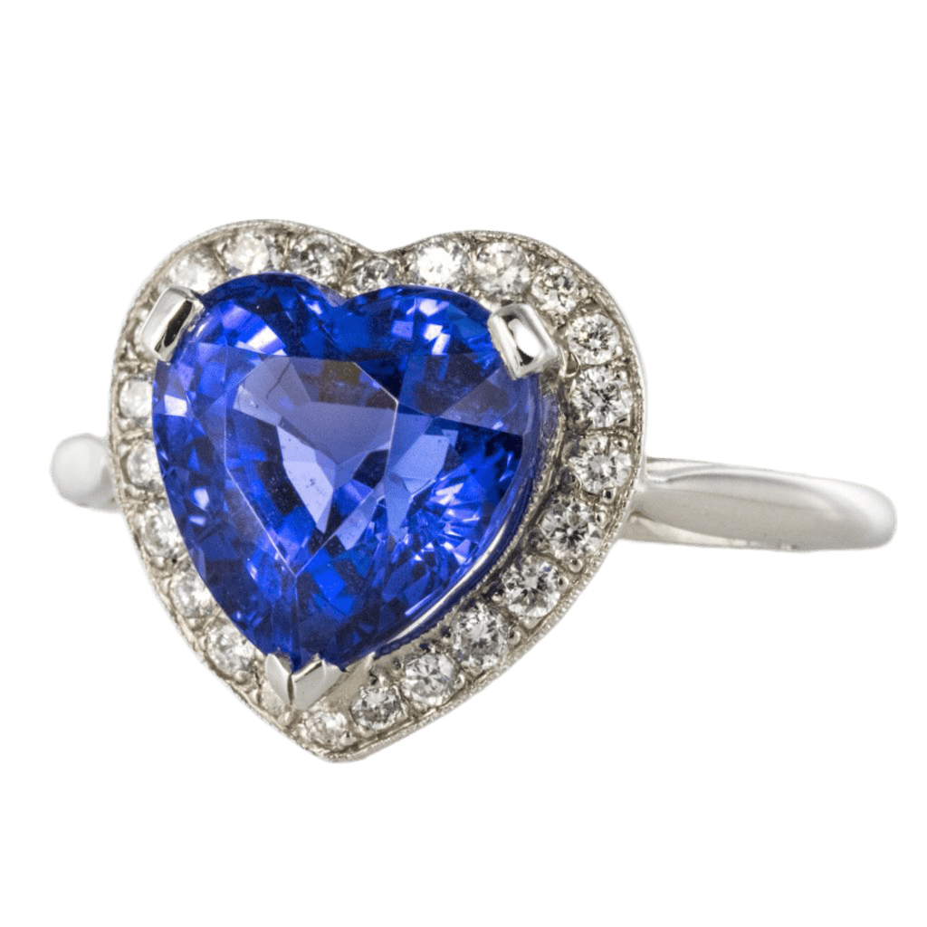 Bague Entourage en or blanc, tanzanite et diamants - Castafiore