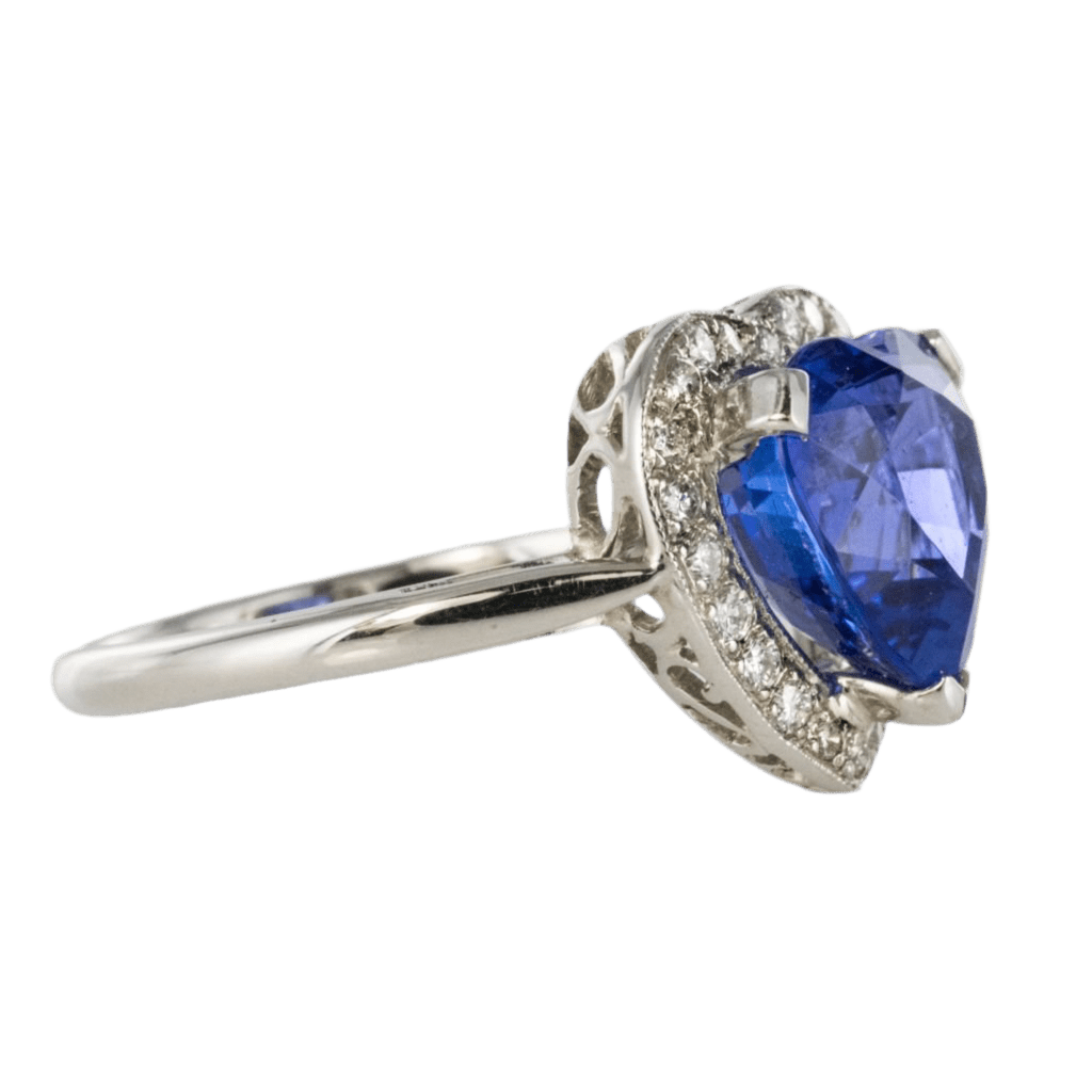 Bague Entourage en or blanc, tanzanite et diamants - Castafiore