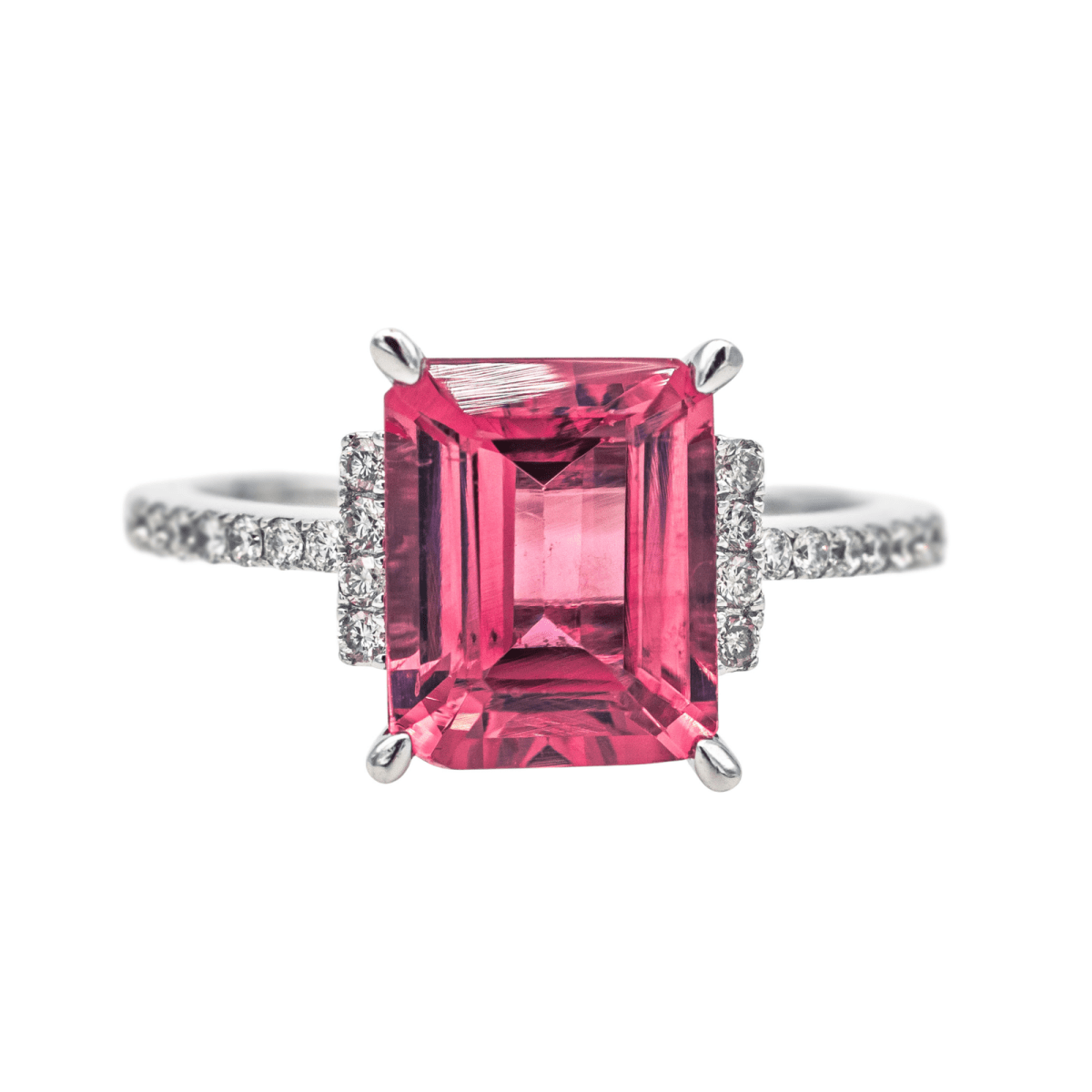 Bague Entourage en or blanc, tourmaline et diamants - Castafiore