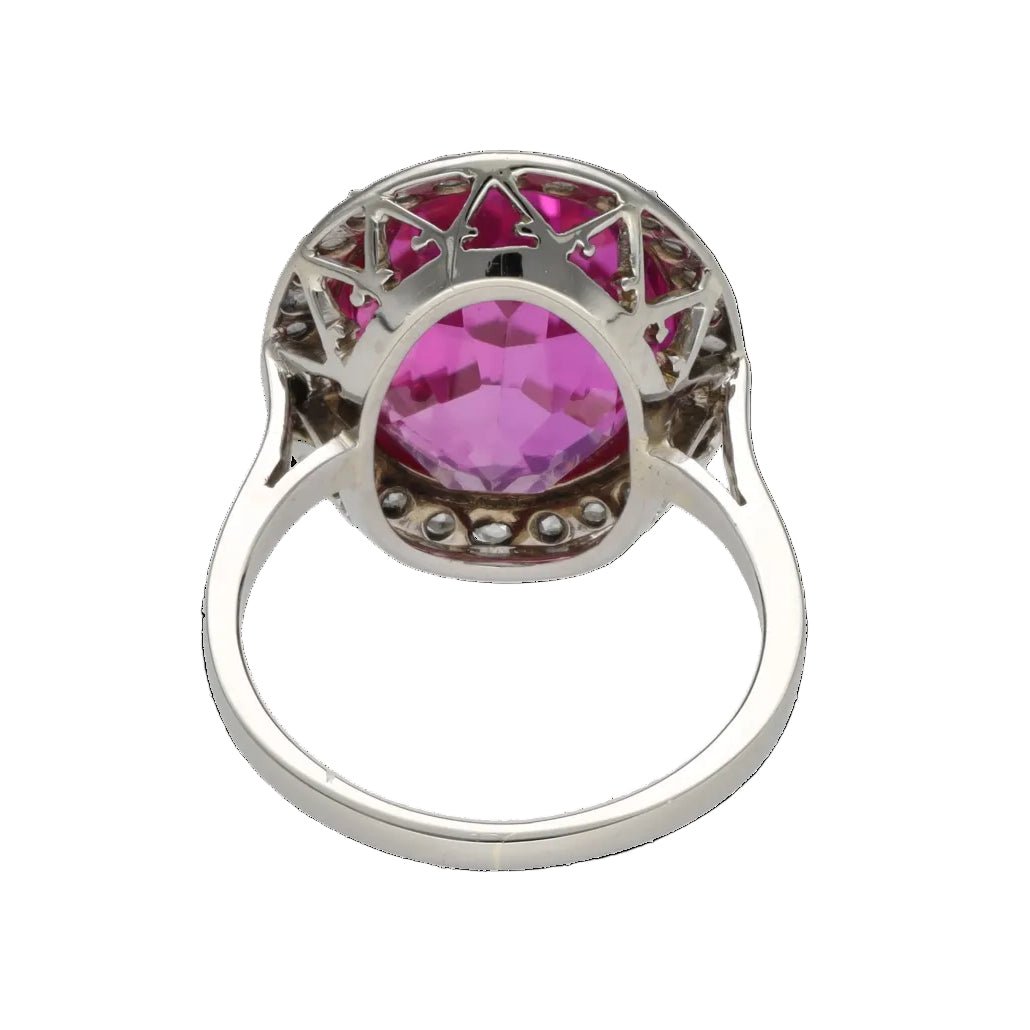 Ring Art Deco Verneuil Rose & Roses from diamonds - 18k White Gold - Size 53 - Circa 1930