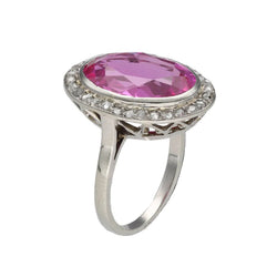 Ring Art Deco Verneuil Rose & Roses from diamonds - 18k White Gold - Size 53 - Circa 1930