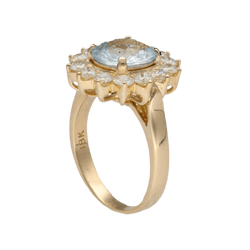 Bague Entourage en or jaune, aigue - marine et diamants - Castafiore