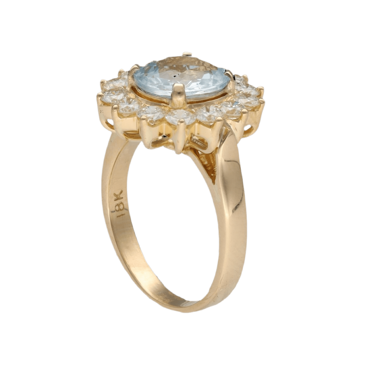 Bague Entourage en or jaune, aigue - marine et diamants - Castafiore