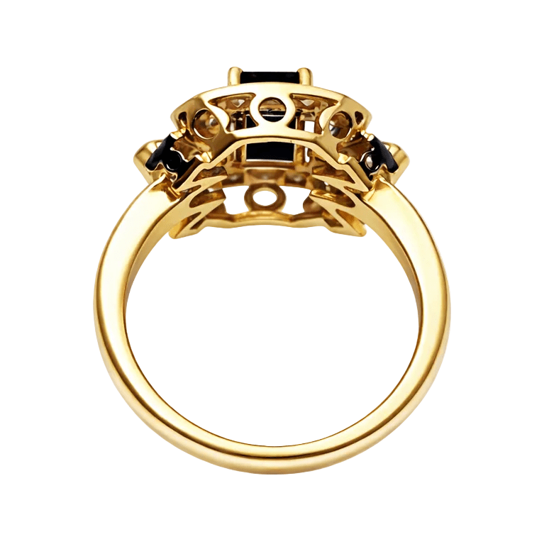 Bague Entourage en or jaune, aigue - marine et diamants - Castafiore
