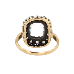 Bague Entourage en or jaune, argent, aigue - marine et diamants - Castafiore