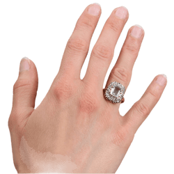 Bague Entourage en or jaune, argent, aigue - marine et diamants - Castafiore