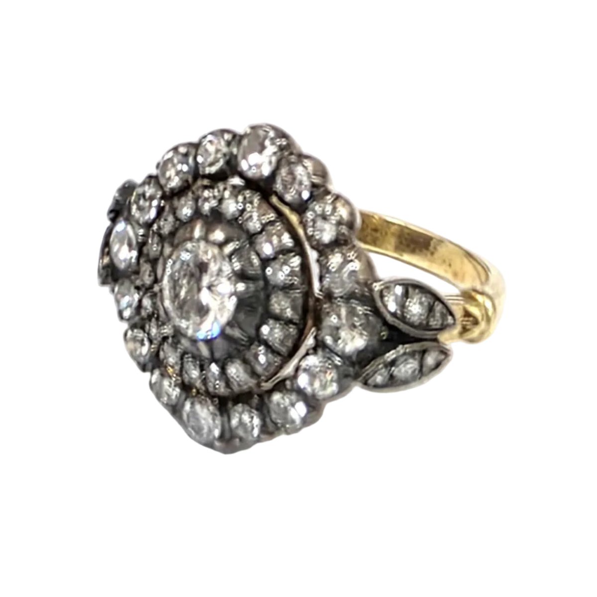 Bague Entourage en or jaune, argent et diamants - Castafiore