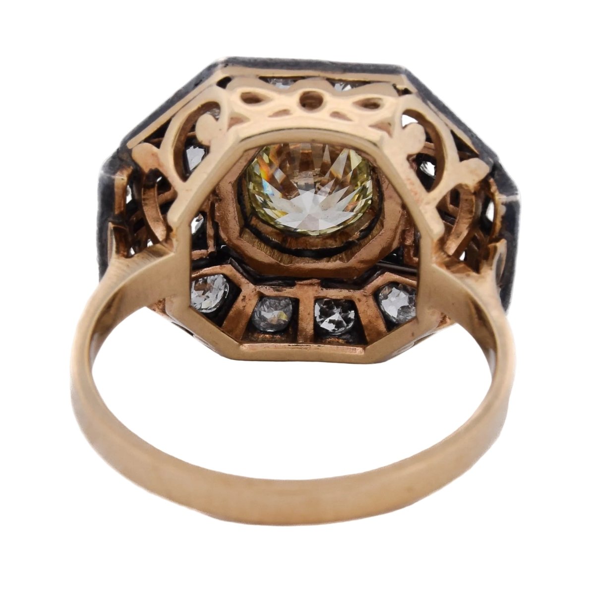 Bague Entourage en or jaune, argent et diamants - Castafiore