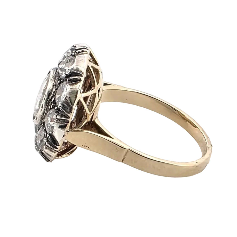 Bague Entourage en or jaune, argent et diamants - Castafiore