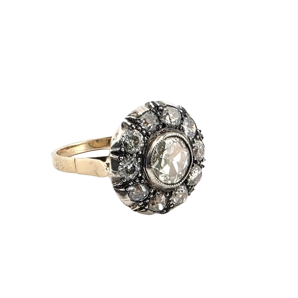 Bague Entourage en or jaune, argent et diamants - Castafiore