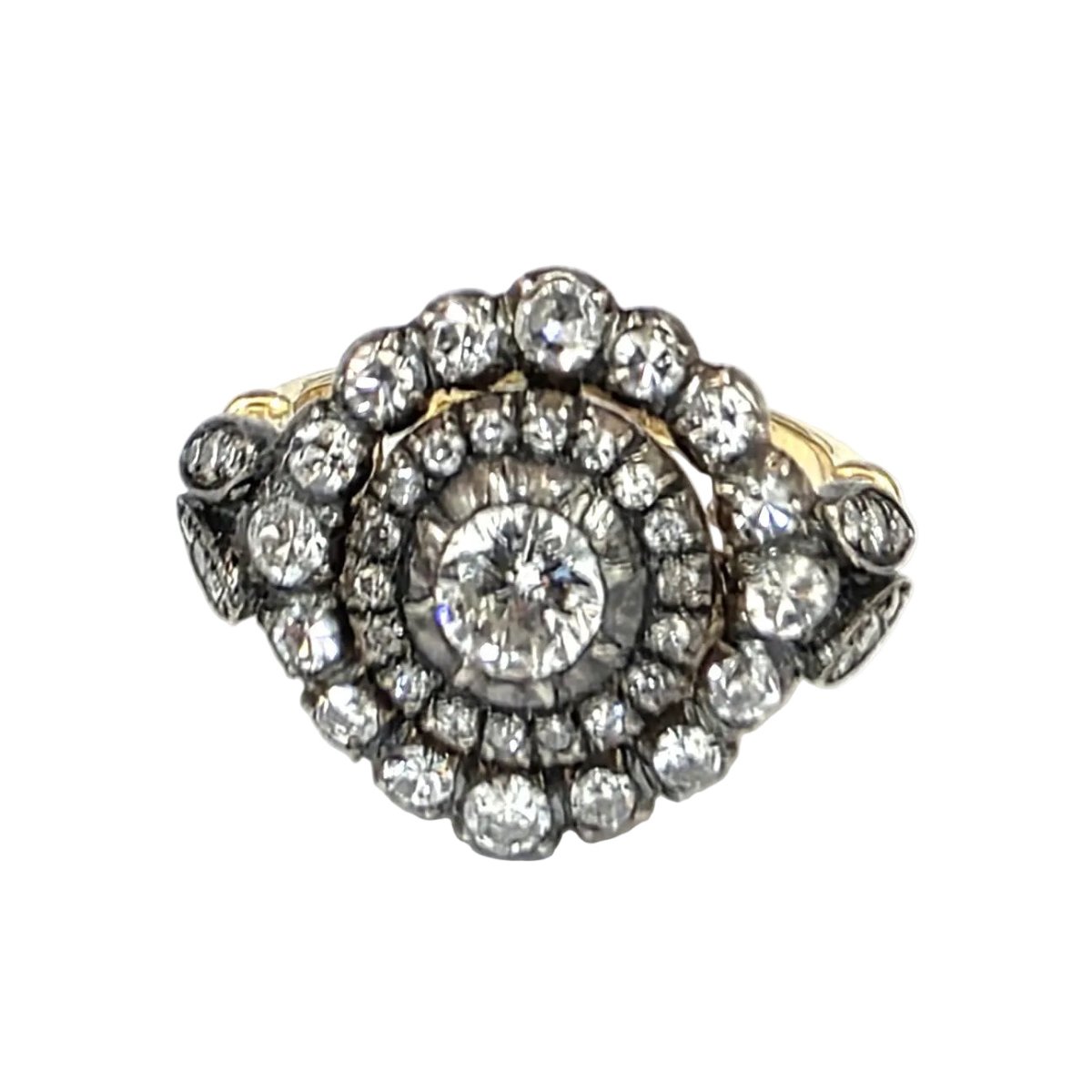 Bague Entourage en or jaune, argent et diamants - Castafiore