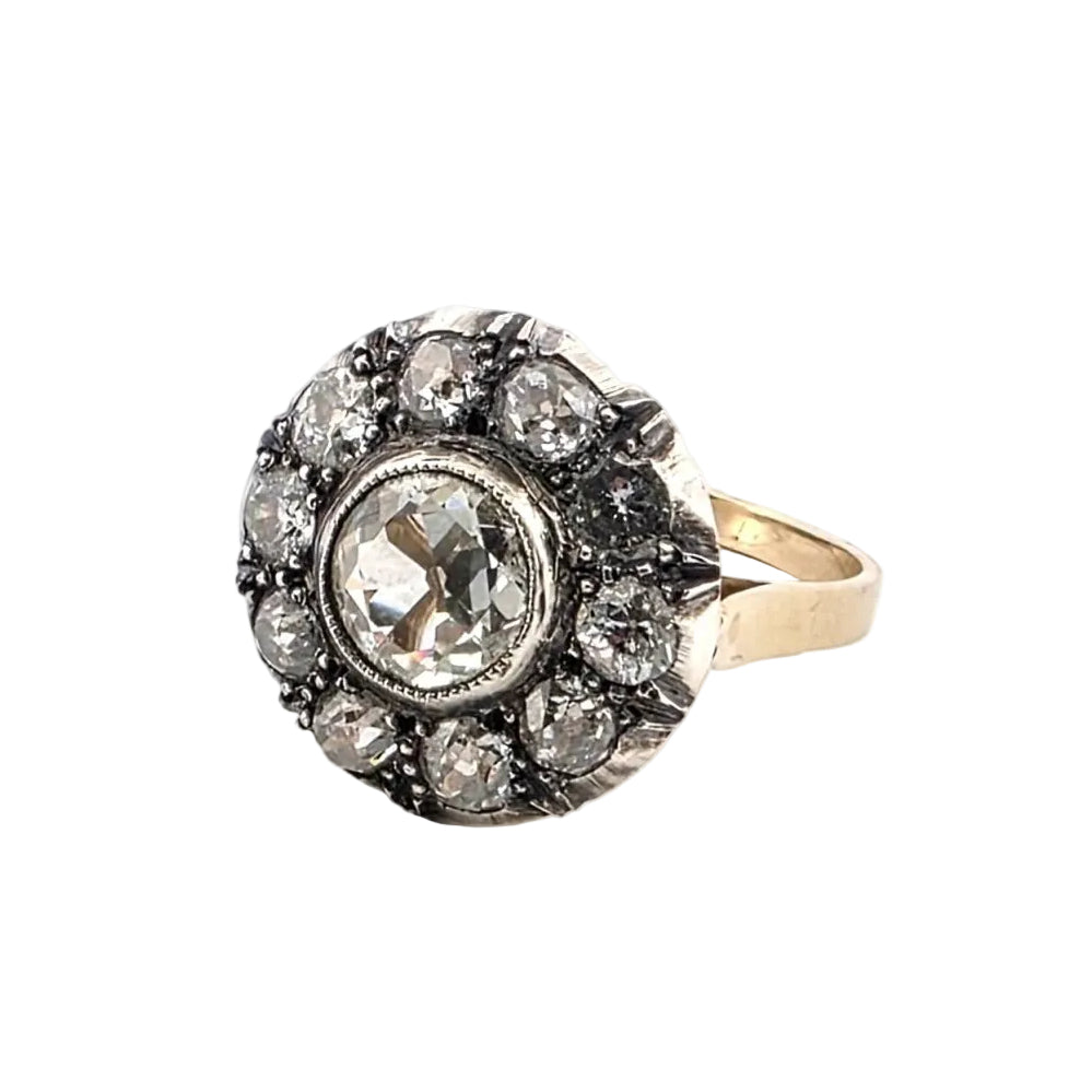 Bague Entourage en or jaune, argent et diamants - Castafiore