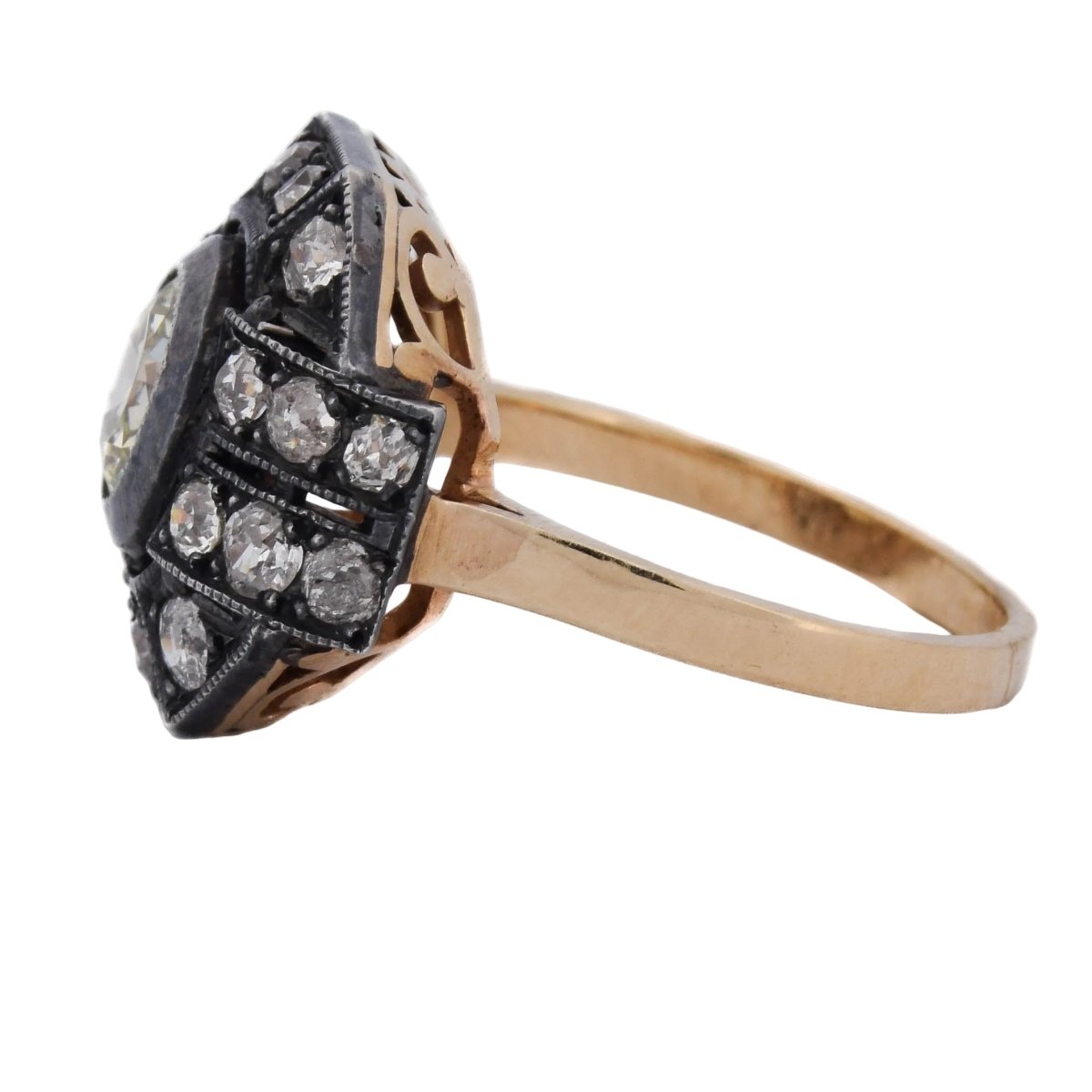 Bague Entourage en or jaune, argent et diamants - Castafiore