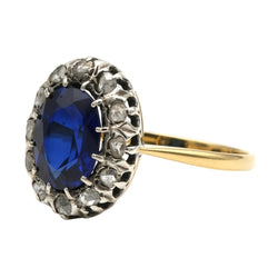 Bague Entourage en or jaune, argent, saphir et diamants - Castafiore