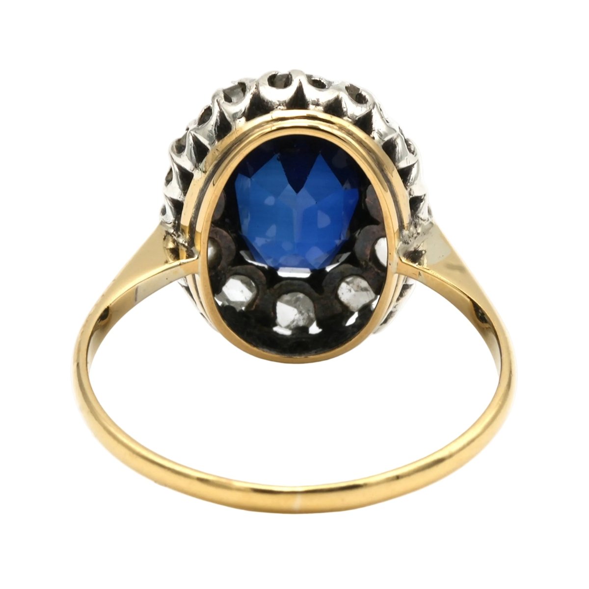 Bague Entourage en or jaune, argent, saphir et diamants - Castafiore