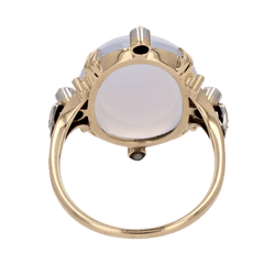 Bague Entourage en or jaune, calcédoine et diamants - Castafiore