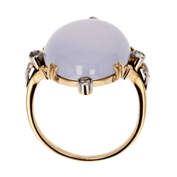 Bague Entourage en or jaune, calcédoine et diamants - Castafiore